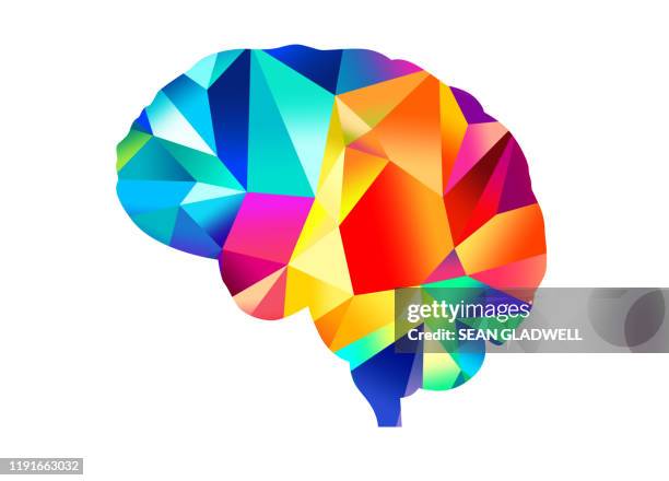 colourful brain illustration - brain thinking goal setting bildbanksfoton och bilder