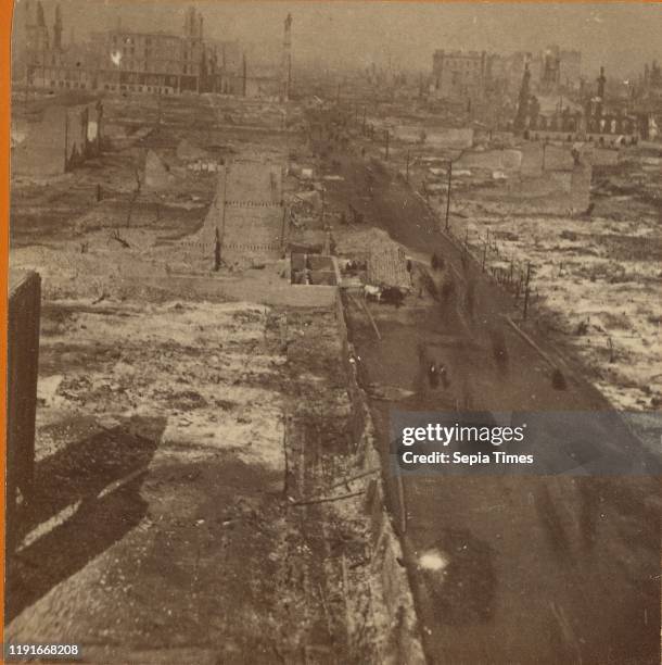 Great Fire in Chicago, October 9th, 1871. Clark St. North from Harrison, Lovejoy & Foster, October 9 Albumen silver print