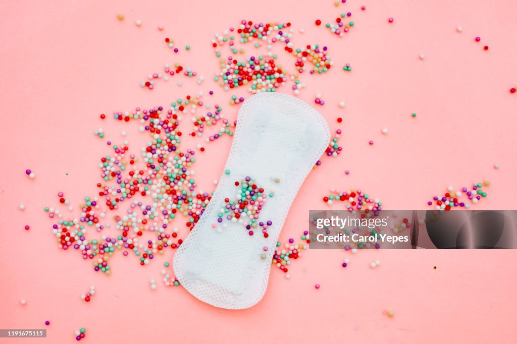 Sanitary pad background in pink