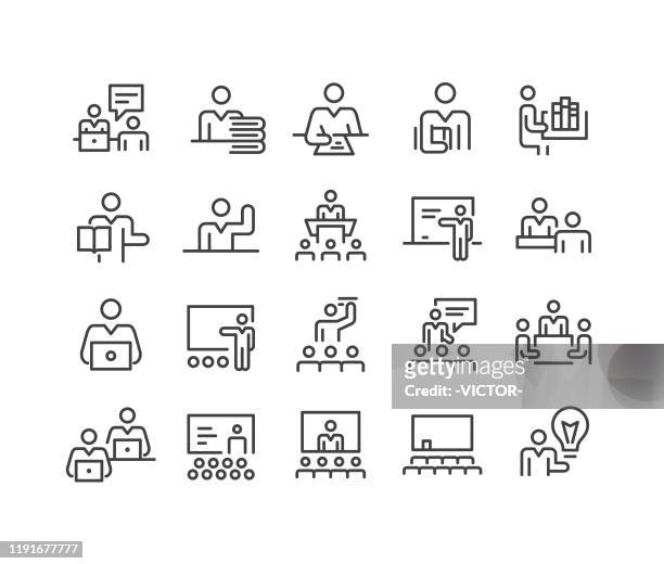 teachers and instructors icons - classic line series - showing stock illustrations