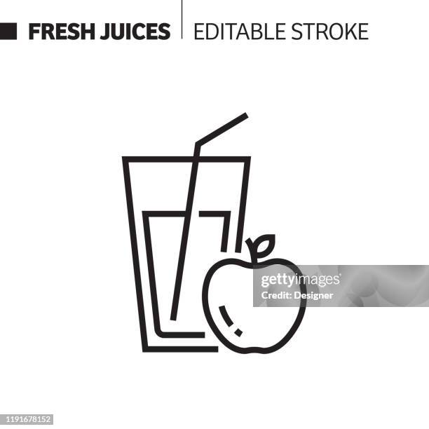 fresh juices line icon, outline vector symbol illustration. pixel perfect, editable stroke. - smoothie stock illustrations