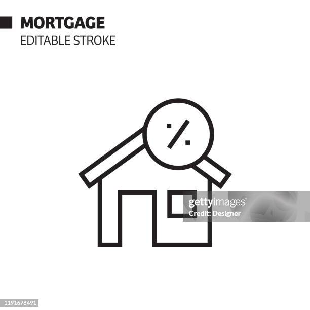 mortgage line icon, outline vector symbol illustration. pixel perfect, editable stroke. - financial advisor couple stock illustrations