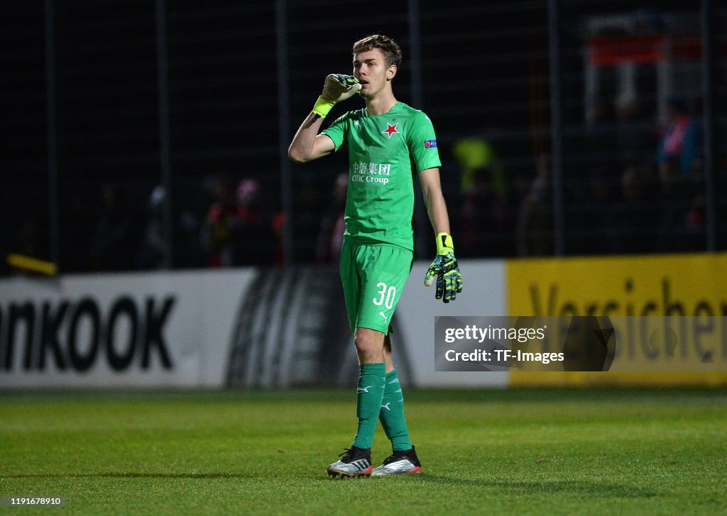 goalkeeper Jakub Markovic of Slavia Praha U19 looks on during the