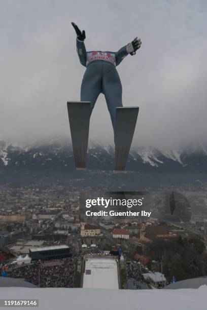Taku Takeuchi of Japan during the competiton on day 6 of the 68th FIS Nordic World Cup Four Hills Tournament ski jumping event at Bergisel Schanze on...