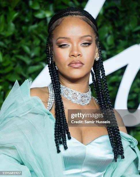 Rihanna arrives at The Fashion Awards 2019 held at Royal Albert Hall on December 02, 2019 in London, England.