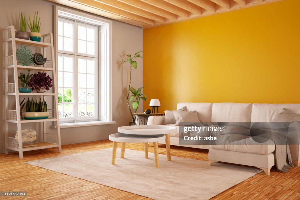 Sala de estar moderna con sofá