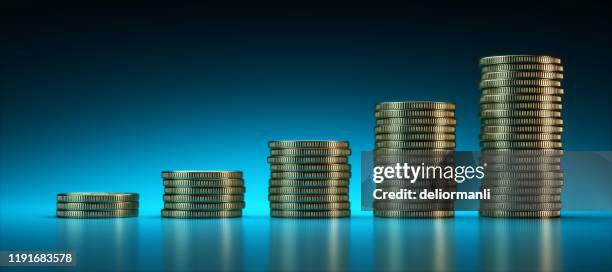 chart made with cents - model blue background stock illustrations