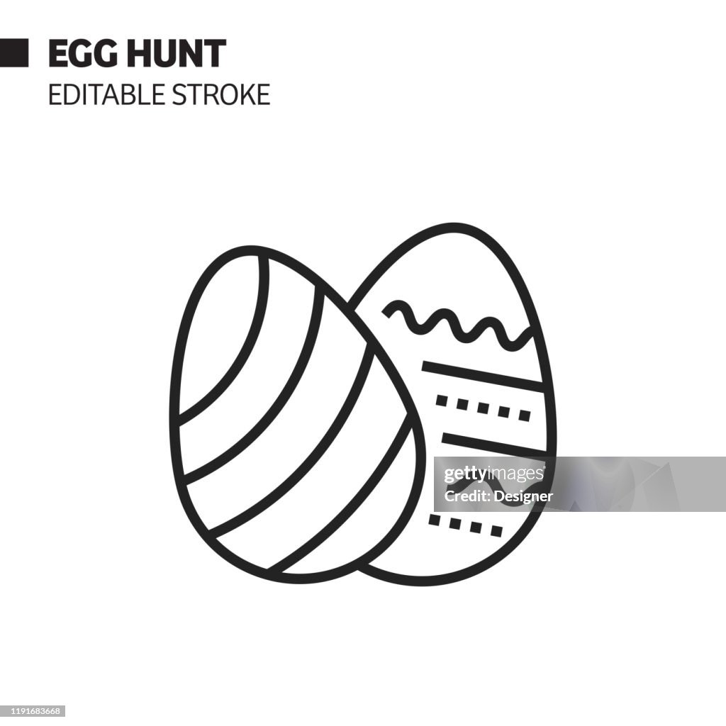 Egg Hunt Line Icon, Outline Vector Symbol Illustration. Pixel Perfect, Editable Stroke.