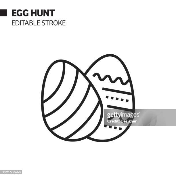 egg hunt line icon, outline vector symbol illustration. pixel perfect, editable stroke. - easter egg stock illustrations