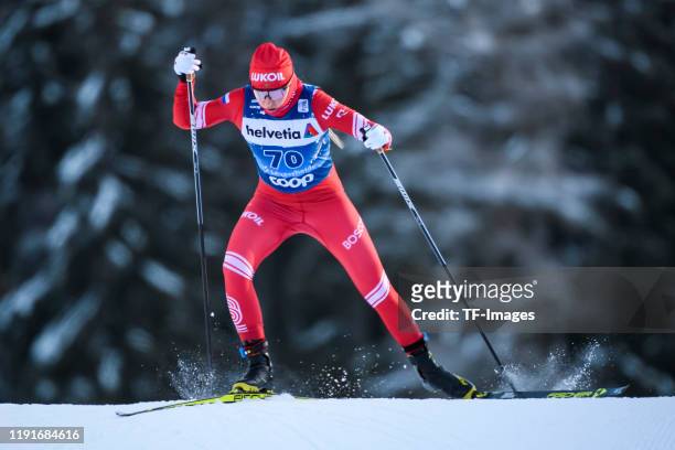 Anna Nechaevskaya of Russia in action competes during the Women's and Men's Qualification at the FIS Cross-Country World Cup Lenzerheide at on...