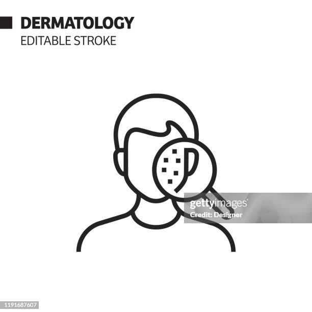 ilustraciones, imágenes clip art, dibujos animados e iconos de stock de icono de línea dermatológica, ilustración de símbolo vectorial de esquema. píxel perfecto, trazo editable. - piel humana