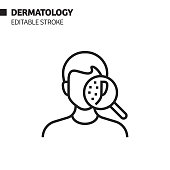 Dermatology Line Icon, Outline Vector Symbol Illustration. Pixel Perfect, Editable Stroke.