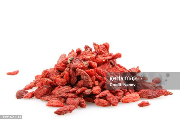 goji berries isolated on white background - wolfberry stock pictures, royalty-free photos & images