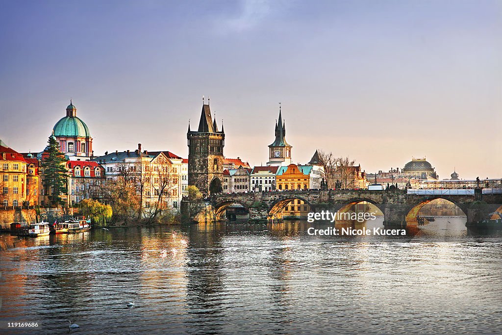 Prague bridge vltava river