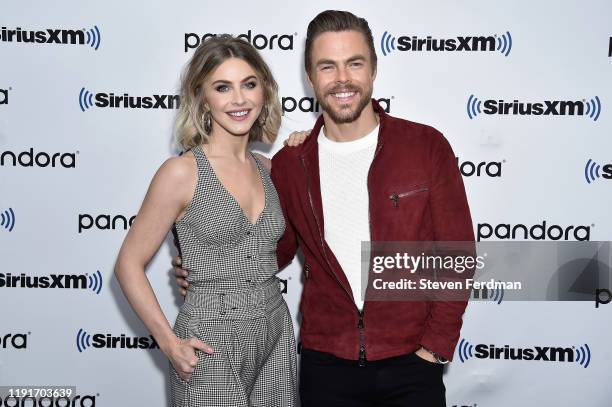 Julianne Hough and Derek Hough visit SiriusXM Studios on December 03, 2019 in New York City.