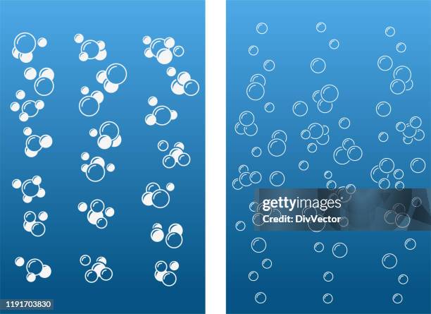 stockillustraties, clipart, cartoons en iconen met luchtbellen op blauwe achtergrond - bubble