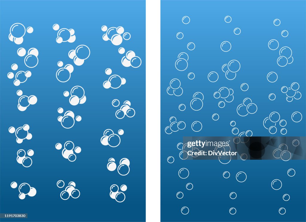 Air bubbles on blue background