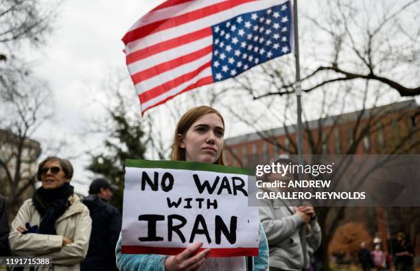 Anti-war activist protest in front of the White House in Washington, DC, on January 4, 2020. - Demonstrators are protesting the US drone attack which...