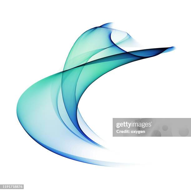 abstract flowing green blue wave isolated on white background - white background wave stock-fotos und bilder