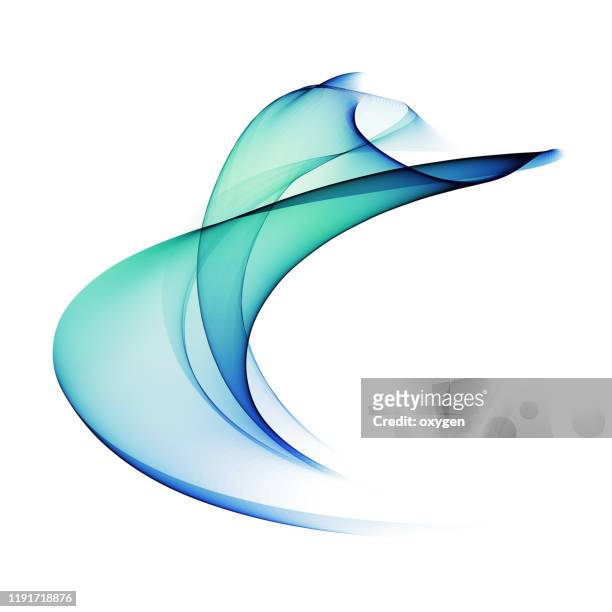 abstract flowing green blue wave isolated on white background - stoffe movimento foto e immagini stock