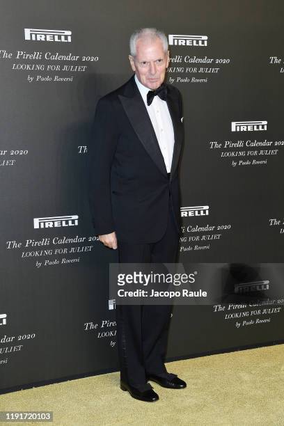 Marco Tronchetti Provera attends the presentation of the Pirelli 2020 Calendar "Looking For Juliet" at Teatro Filarmonico on December 03, 2019 in...