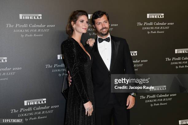 Nicole Moellhausen and Giovanni Tronchetti Provera attend the presentation of the Pirelli 2020 Calendar "Looking For Juliet" at Teatro Filarmonico on...