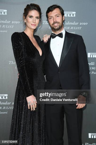 Nicole Moellhausen and Giovanni Tronchetti Provera attend the presentation of the Pirelli 2020 Calendar "Looking For Juliet" at Teatro Filarmonico on...