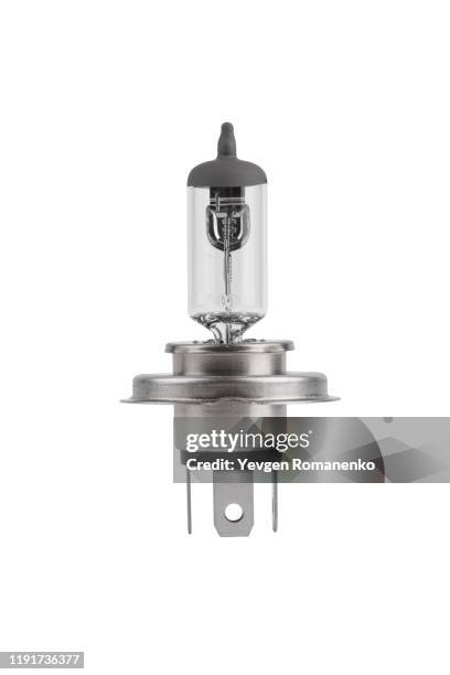 h4 type halogen car light bulb isolated on white background - halogeenlamp stockfoto's en -beelden