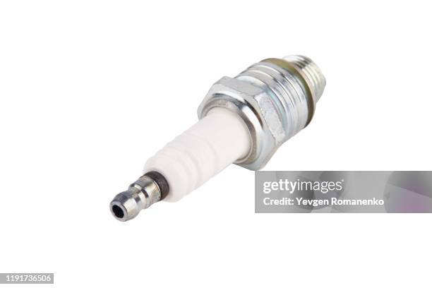 new spark plug isolated on white background - spark plug stock pictures, royalty-free photos & images