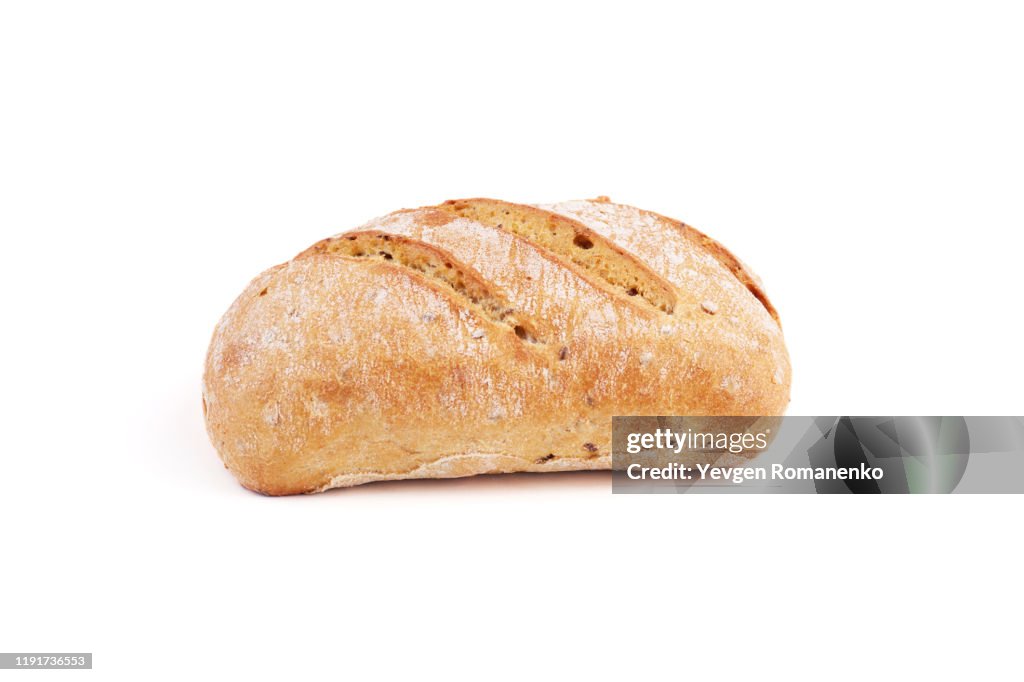 Bread loaf isolated on white background