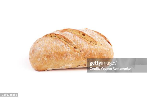 bread loaf isolated on white background - carcaça imagens e fotografias de stock