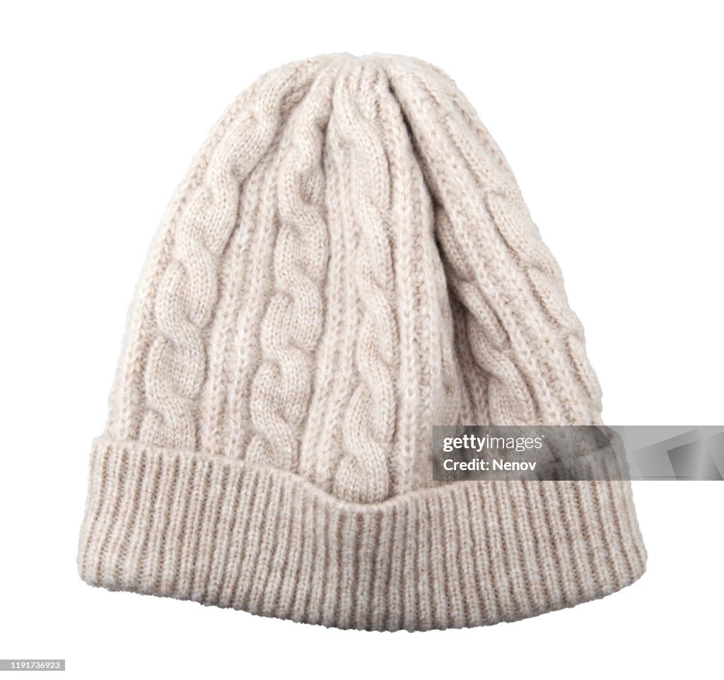 Women's Winter Hat Isolated On White Background