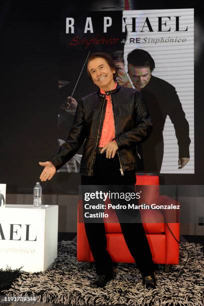 The Spanish singer Raphael attends a press conference to promote her new álbum Symphonic Re Symphonic at Universal Music on December 3, 2019 in...