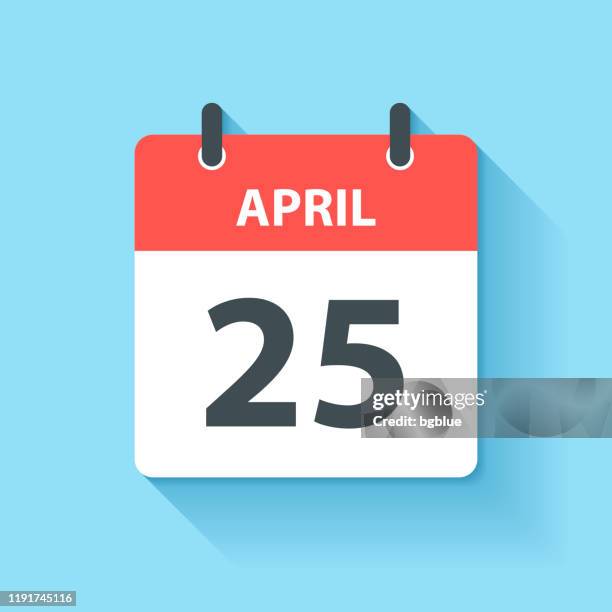 april 25 - daily calendar icon in flat design style - april 2020 stock illustrations