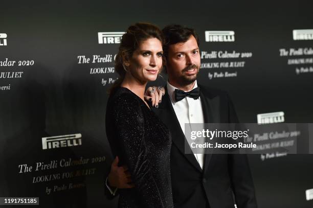 Nicole Moellhausen and Giovanni Tronchetti Provera attend the presentation of the Pirelli 2020 Calendar "Looking For Juliet" at Teatro Filarmonico on...