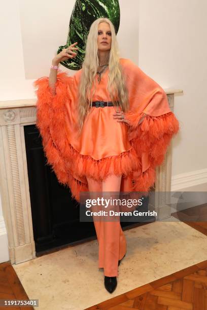 Kristen McMenamy attends A Magazine curated by Pierpaolo Piccioli launch cocktail at Galerie Thaddaeus Ropac on December 03, 2019 in London, England.