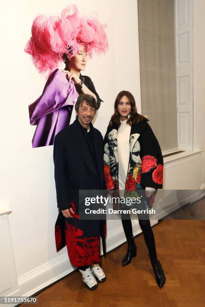 Pierpaolo Piccioli and Alexa Chung attend A Magazine curated by Pierpaolo Piccioli launch cocktail at Galerie Thaddaeus Ropac on December 03, 2019 in...