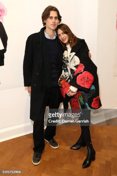 Orson Fry and Alexa Chung attend A Magazine curated by Pierpaolo Piccioli launch cocktail at Galerie Thaddaeus Ropac on December 03, 2019 in London,...