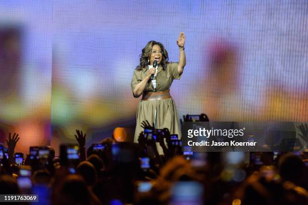 Oprah Winfrey speaks during Oprah's 2020 Vision: Your Life in Focus Tour presented by WW at BB&T Center on January 4, 2020 in Sunrise, Florida.