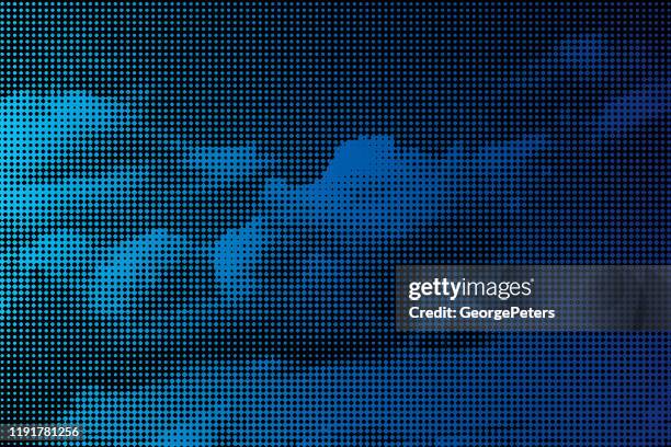 cloudscape bunte halbtonmuster hintergrund - siebdruck stock-grafiken, -clipart, -cartoons und -symbole