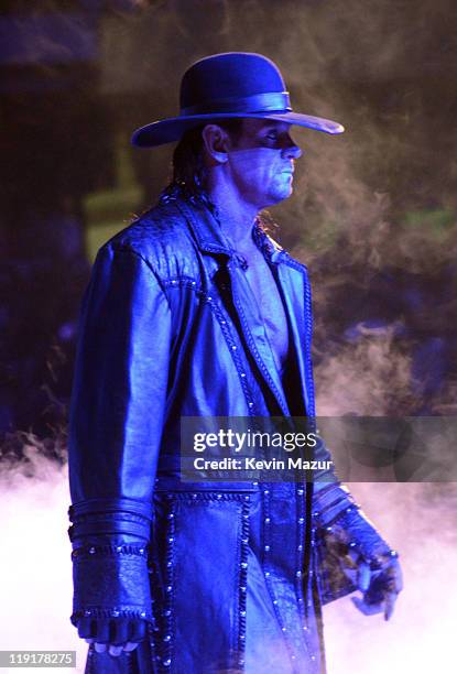 Wrestler The Undertaker during WrestleMania XXVII at Georgia Dome on April 3, 2011 in Atlanta, Georgia.