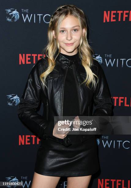 Alyvia Alyn Lind attends the photocall for Netflix's "The Witcher" Season 1 at the Egyptian Theatre on December 03, 2019 in Hollywood, California.