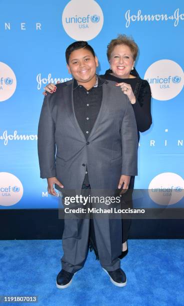 Luke Islam and Caryl M. Stern at the 15th Annual UNICEF Snowflake Ball 2019 at 60 Wall Street Atrium on December 03, 2019 in New York City.