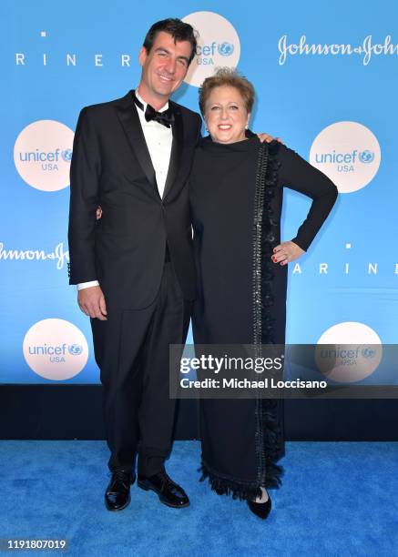 Andrew Hohns and Caryl M. Stern at the 15th Annual UNICEF Snowflake Ball 2019 at 60 Wall Street Atrium on December 03, 2019 in New York City.