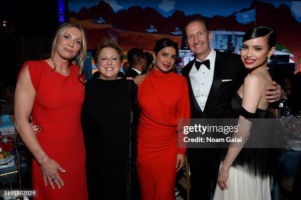 Marjolein Steenbergen, Caryl M. Stern, Priyanka Chopra Jonas, Ewout Steenbergen, and Sofia Carson attend the 15th Annual UNICEF Snowflake Ball 2019...