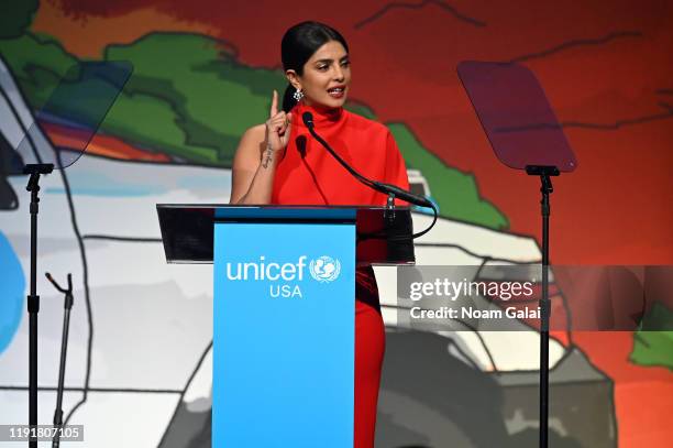 On stage at the 15th Annual UNICEF Snowflake Ball 2019 at Cipriani Wall Street on December 03, 2019 in New York City.