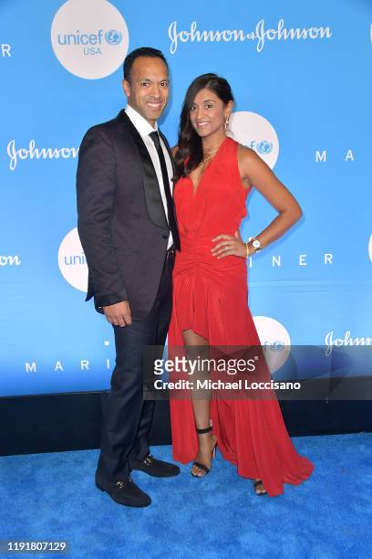 Harsh Padia and Purvi Padia at the 15th Annual UNICEF Snowflake Ball 2019 at 60 Wall Street Atrium on December 03, 2019 in New York City.