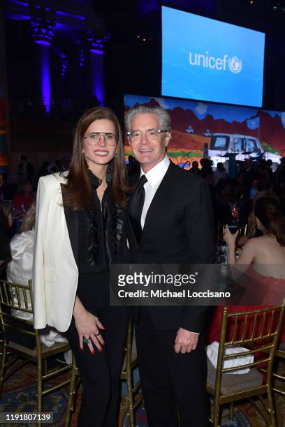 Desiree Gruber and Kyle MacLachlan attend the 15th Annual UNICEF Snowflake Ball 2019 at Cipriani Wall Street on December 03, 2019 in New York City.