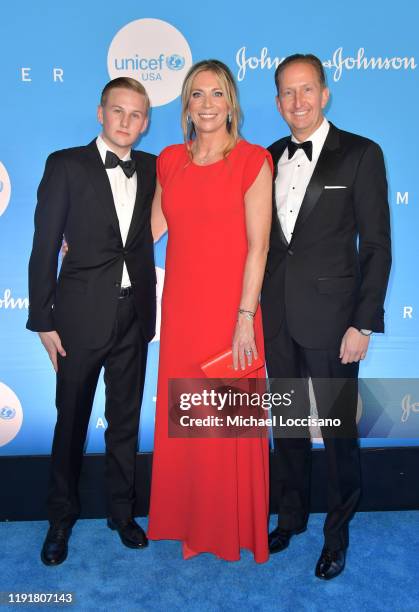 Antonie Steenbergen, Marjolein Steenbergen, and Ewout Steenbergen at the 15th Annual UNICEF Snowflake Ball 2019 at 60 Wall Street Atrium on December...