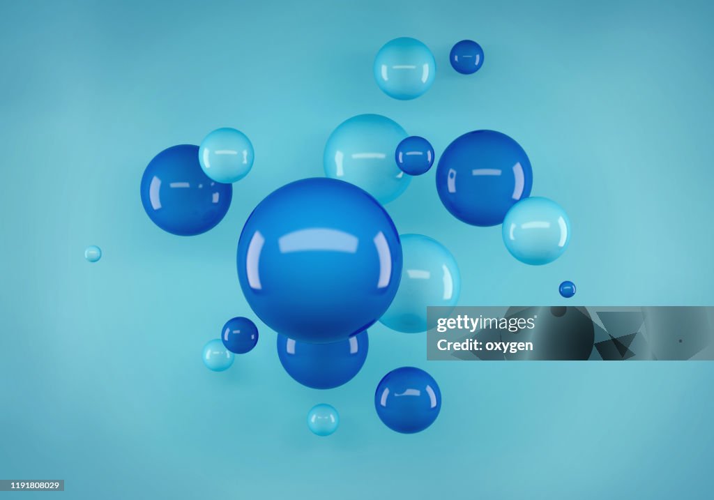 Abstract Geometric Realistic Spheres Shape scene. 3d rendering